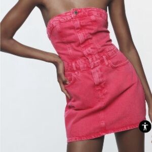 Zara Pink Denim Mini Dress